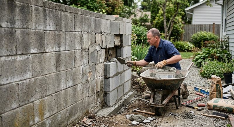 Cinder Block Wall Repair in Dryden, MI