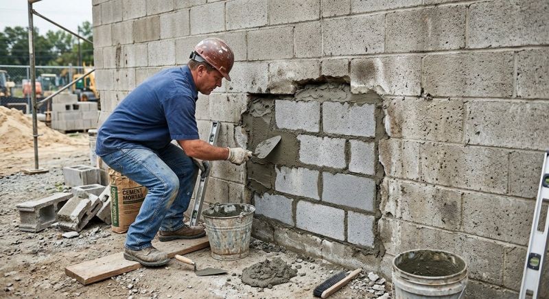 Cinder Block Wall Repair in Goodrich, MI