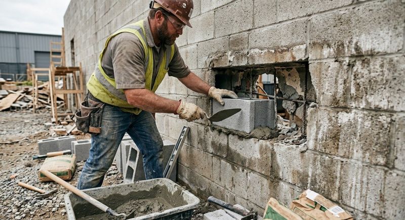 Cinder Block Wall Repair in Holly, MI