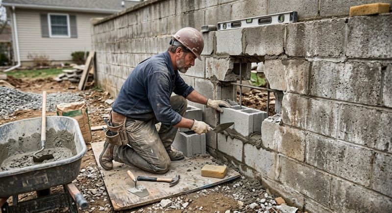 Cinder Block Wall Repair in Romeo, MI