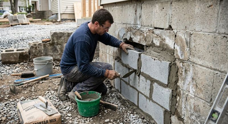 Concrete Block Wall Repair in Lapeer, MI