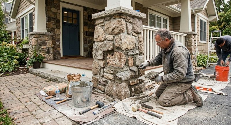 Stone Column Repair in Lapeer, MI